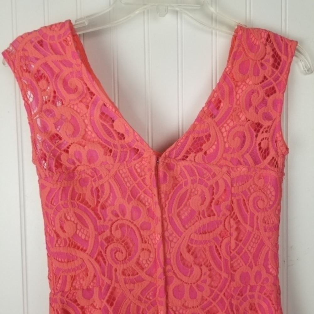 Lilly Pulitzer Mini Dress Sleeveless Rosaline Ginger About Face Two Tone Lace - Picture 9 of 13